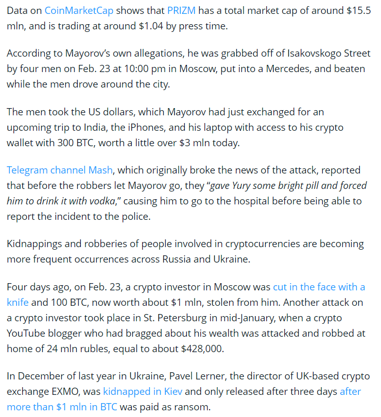 All known physical attacks on Bitcoin and other cryptocurrencies from 2014 to 2022